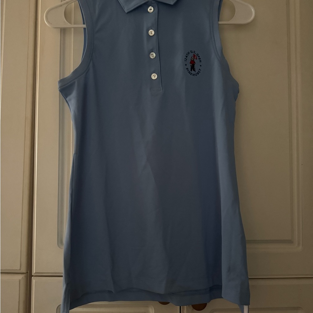 Peter Millar Blue Sleeveless Fitted Polo Tank